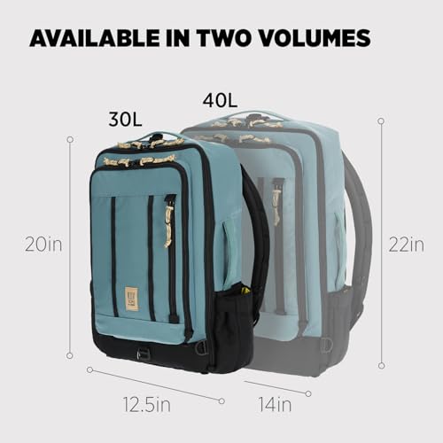 Topo Designs Global Travel Bag – 30L or 40L - Carry-On Compliant Most Airlines, Durable Travel Duffel Bag, Clam Shell Main Pocket, Laptop Sleeve, Backpack, Luggage (30L / Sea Pine) - color: Sea Pine, size: 30L