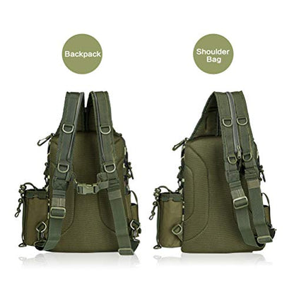 BLISSWILL Outdoor Tackle Bag - Large Water-Resistant Fishing Backpack - color: J：army Green Camouflage, style: Large(16*12*6 Inch)