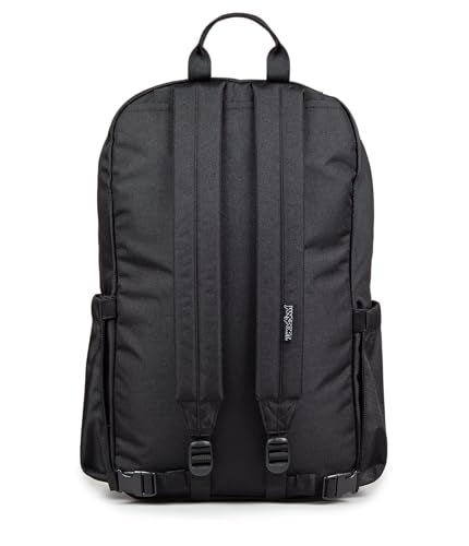 JanSport Venture Daypack – Travel Pack With Large Main Compartment, Padded Laptop Sleeve, Dual Water Bottle Pockets, and Attachment Buckles, Black - color: Black, style: Venture Daypack