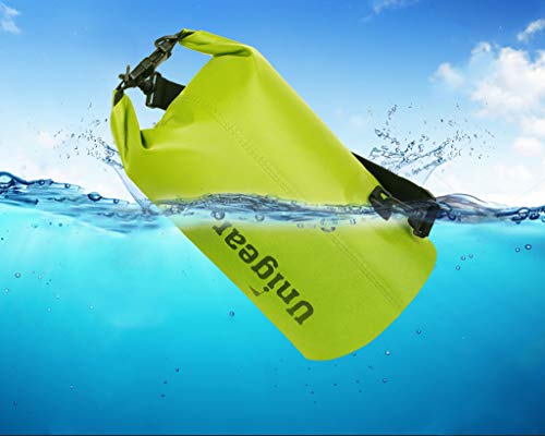 Unigear Dry Bag Waterproof, 2L/5L/10L/20L/30L/40L Floating and Lightweight Bags for Kayaking, Boating, Fishing, Swimming and Camping with Waterproof Phone Case - color: Yellow, size: 2L
