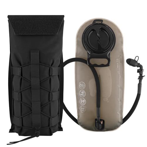 PETAC GEAR 1.5L / 3L Tactical Hydration Pack，Molle Carrier Pouch for 50 oz /100 oz Hydration Bladder Daypack Water Backpack. - color: BK, size: 3L combination set