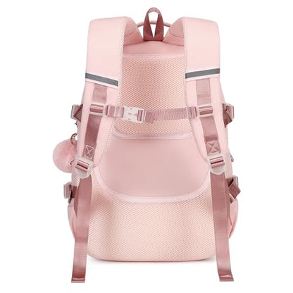 Backpack for Girls, 15.6 Inch Laptop School Bag Kids Kindergarten Elementary College Backpacks Large Bookbags for Teen Girl Women Students Casual Travel Daypacks (Pink) - color: Pink