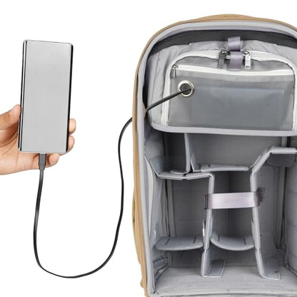 VANGUARD VEO Metro B30L Camera & Everyday Backpack (Beige) – Fits 70–200mm Attached, 17" Laptop Storage, Convertible Daypack Design, Travel-Ready Carry-On - color: Beige, size: 30L