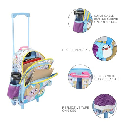 Bioworld Lanky Box Let's Go! 16" Rolling Travel Backpack With Wheels And A Keychain - color: Lanky Box Rolling Let’s Go