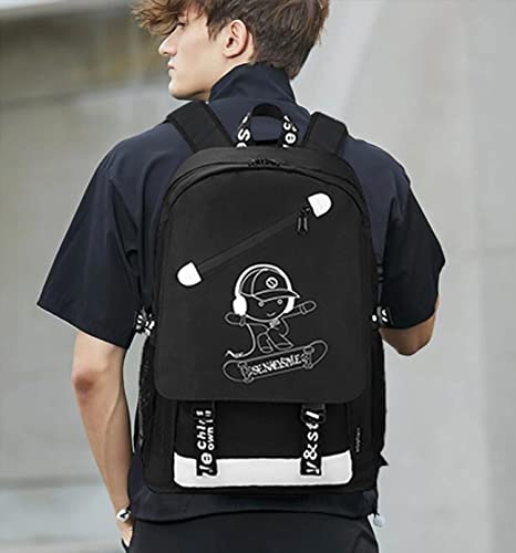 MCWTH School Backpacks for Teen Boys, Luminous School Bag Bookbags for Kids (Skateboard Boy) - color: Skateboard Boy