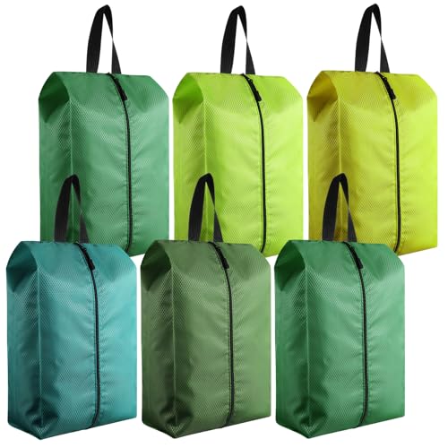 6 Pcs Travel Shoe Bags with Zipper Nylon Portable Waterproof Suitcase Shoe Organizer Packing for Golf(L,Green) - color: Green, size: L