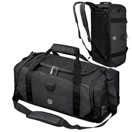 Gym Duffle Bag Backpack Waterproof Sports Duffel Bags Travel Weekender Bag for Men Women Overnight Bag with Shoes Compartment Black-Perfect Fathers Day Gifts for Dad/Men/Husband - color: Black-A, size: Medium 45L