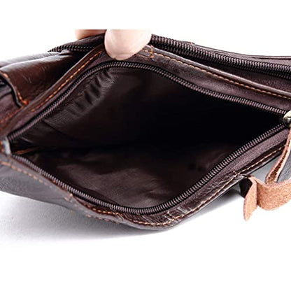 Leather Sling Bag Crossbody Backpack for Men Women Travel Outdoor Camping - color: #04coffee