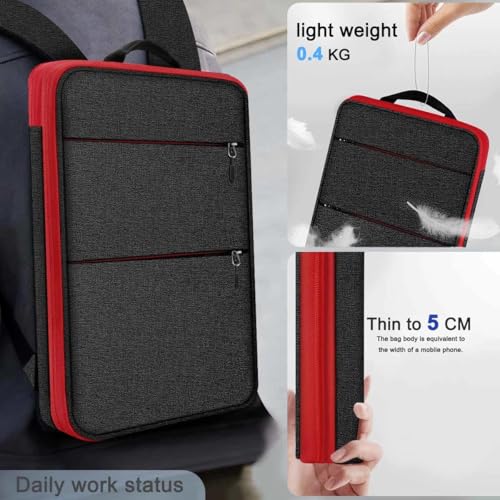 ZINMARK Slim Expandable Laptop Backpack with Small Case for 15-16 inch Notebooks,Water Resistant Computer Bag for College Business for Men Women，Black Red - color: Black Red