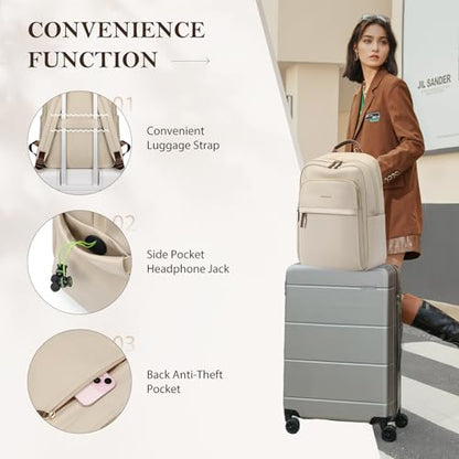 Travel Backpack for Women Personal Carry On Bag Business Weekender Hiking Multilayer Laptop Bag,16 Inch,Apricot - color: Upgrade-apricot, size: 16 Inch