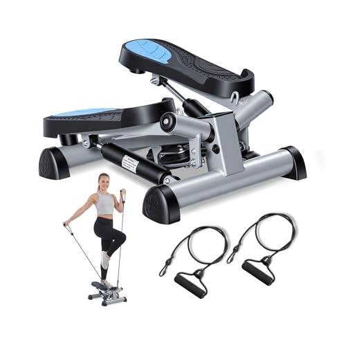 Efitment Mini Stepper for Exercise at Home, Twist Stair Stepper with Resistance Bands, LCD Monitor, Compact Cardio Step Machine for Full Body Workout - style: With Resistance Bands