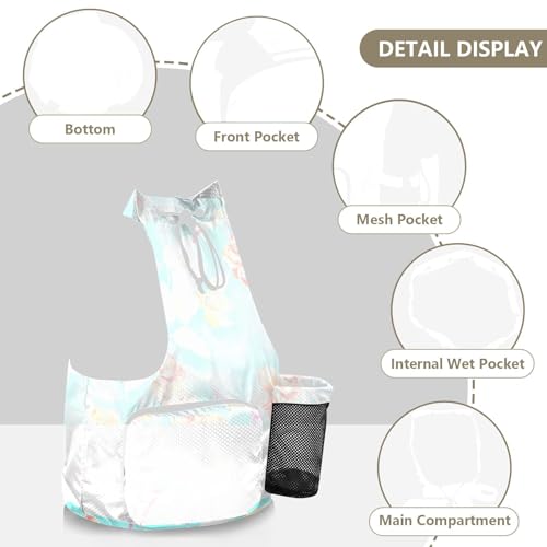 Drawstring Backpacks Gym Bag With Water Bottle Pocket Dry Wet Separation