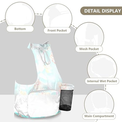Drawstring Backpacks Gym Bag With Water Bottle Pocket Dry Wet Separation