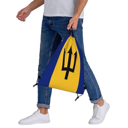 Barbados Flag Drawstring Bag Sport Gym Backpack Beach Travel Sack Draw String Yoga Bag For Men Women - color: Barbados Flag