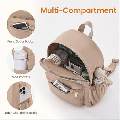 LOVEVOOK Mini Backpack Purse for Women, Small Puffer Lightweight Backpack, Casual Daily Daypack Purse for Women, back pack with Anti-theft Pocket for Travel-Khaki - color: Khaki