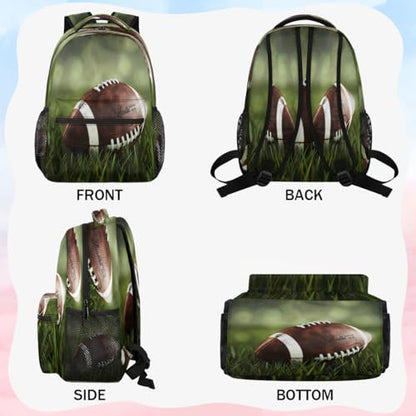 American Football Ball Backpack with Chest Strap, Casual Backpack for Women Men, 16 Inch Daypack for Travel Work, Rugby - color: Brown