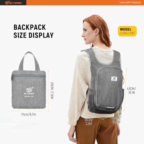 SKYSPER Small Daypack 10L/15L/20L Hiking Backpack Packable Lightweight Travel Day Pack for Women Men - color: Grey, size: 15l