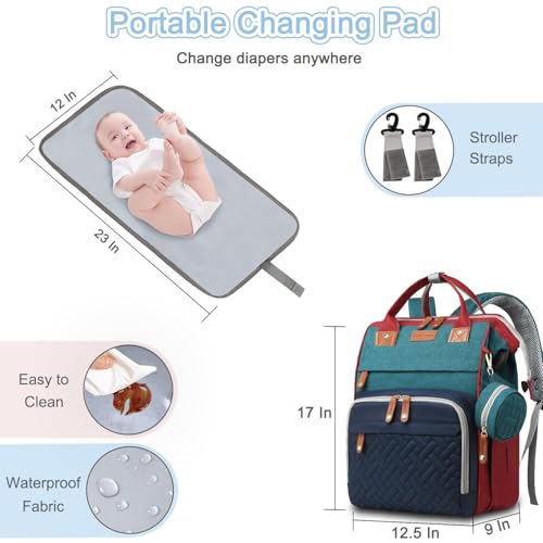 SHITIESHOU Diaper Bag Backpack Baby Bag for Mom Dad with Changing Pad, 19 Pockets, Large Waterproof Travel Baby Girl Boy Toddle Diaper Bag with Insulated Pocket, Baby Shower Gifts, Colorful - color: A Colorful