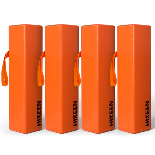 Hikeen 4PCS Football Pylons, Set of 4 Orange Football Yard Markers – 4.4lb Sand-Weighted Football Field & Flag Football Accessories, Durable Soft Sports Cones with Carry Handles for Field Goal Post