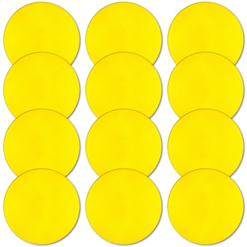 Poly Spot Markers 4inch/9 inch Non-Slip Rubber Agility Markers Flat Field Cones Floor Dots for Football, Soccer, Basketball Training Markers, School Activities, Exercise Drills, Social Distancing - style: 9inch 12Pcs(Yellow)