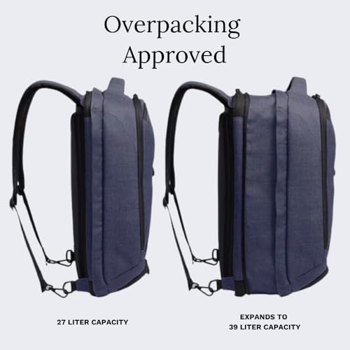 Knack Series 1 Medium Travel Backpack, 15.6-Inch Laptop, Expandable 27-39L - color: Dark Blue, size: Medium Backpack