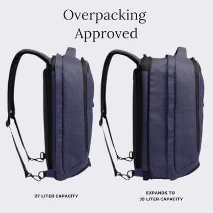 Knack Series 1 Medium Travel Backpack, 15.6-Inch Laptop, Expandable 27-39L - color: Dark Blue, size: Medium Backpack