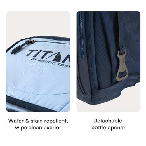 Titan Deep Freeze Ice Wall Backpack Cooler 30 Can Cooler Bag with Ice Packs - color: Dark Arctic Blue