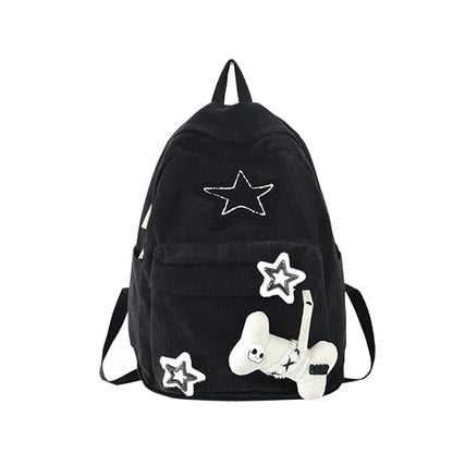 Backpack Trendy Y2K Stars Cute Aesthetic Backpack College Laptop Backpack Casual Travel Daypack for Teens (Black) - color: Black