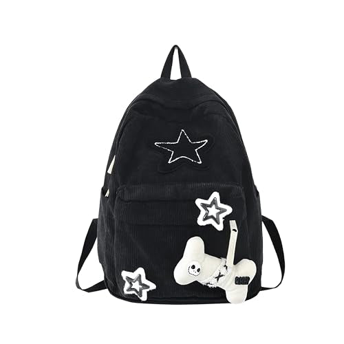 Backpack Trendy Y2K Stars Cute Aesthetic Backpack College Laptop Backpack Casual Travel Daypack for Teens (Black) - color: Black