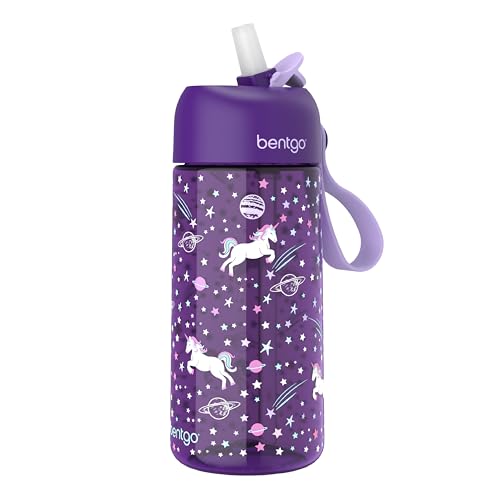 Bentgo Kids Water Bottle - Leak-Proof, Durable Tritan PFAS- & BPA-Free 15 fl oz, Kids/Toddlers Ages 3+ for School & Sports; Bite & Sip Spout, Carrying Handle, Dishwasher Safe (Unicorn) - color: Unicorn