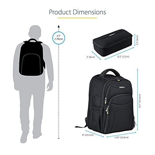 StarTech.com Unisex Backpack Ergonomic Computer Bag with Removable Accessory Case-Laptop/Tablet Pockets-Nylon, Black, 15.6" Professional IT Tech Work/Travel/Commute (NTBKBAG156) - size: 15.6"
