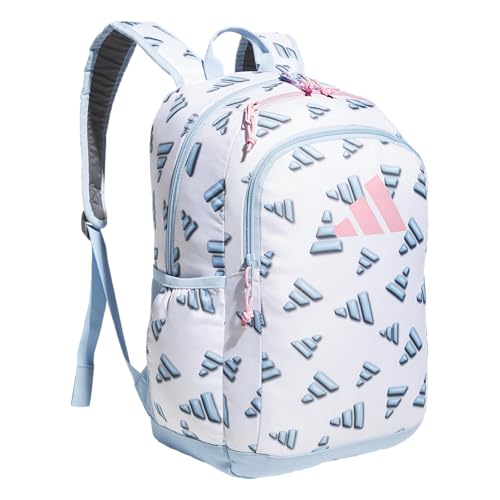 adidas Kids Affiliate Backpack – School Bag for Girls and Boys, 27L, 3D AOP White/Clear Sky Blue/Clear Pink, OSFA - color: 3d Aop White/Clear Sky Blue/Clear Pink