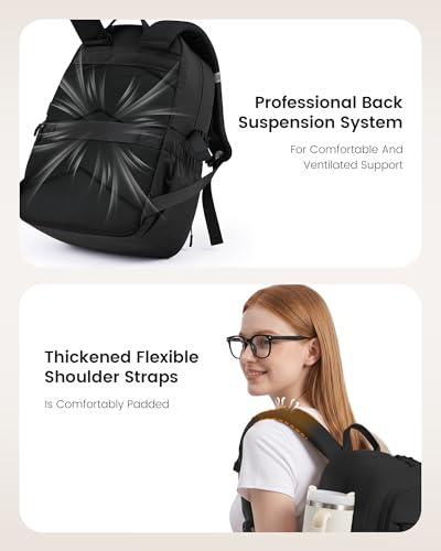 LOVEVOOK Commuter Laptop Backpack with Honeycomb Mesh Back & Ergonomic Padded Straps, 15.6" Water Resistant Travel Bag, Nurse Teacher Office Daily Commute with Accessory Pouch - color: Light Gray - Dark Coffee, size: 15.6 Inch