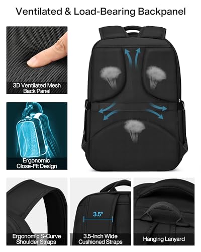 MILADA Expandable Travel Backpack 28L to 39L, TSA-Approved Carry On Backpack with 17 Inch Laptop Compartment, School Business Work Backpack for Men & Women, Black - color: Black