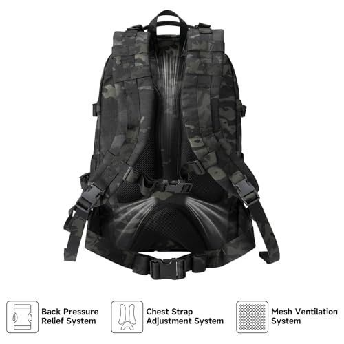 EXCELLENT ELITE SPANKER 40L Tactical Military Backpack for Men and Women Large Rucksack Assault Pack Bag for Outdoor Camping, Hiking,Travel Backpacking(Multicam Black) - color: Multicam Black