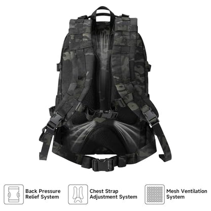 EXCELLENT ELITE SPANKER 40L Tactical Military Backpack for Men and Women Large Rucksack Assault Pack Bag for Outdoor Camping, Hiking,Travel Backpacking(Multicam Black) - color: Multicam Black
