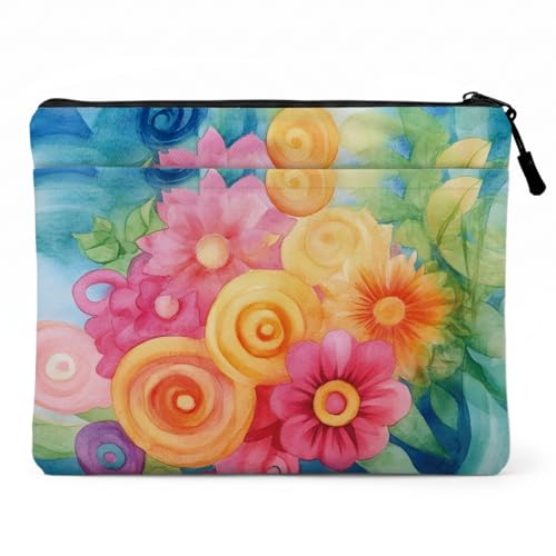 13.3 inch Laptop Case, Colorful Watercolor Floral Print Laptop Sleeve, Velvet Computer Sleeve with Pocket, Compatible with 13-13.3 Slim Laptops, Minimalist Notebook Bag for Mentor Business Trip - color: Watercolor Floral 1432