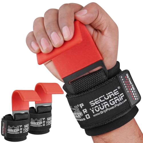 Weight Lifting Rod Hooks Heavy Duty Wrist Wraps Power Weight Lifting Training Gym Grips Straps Set of 2 - color: RED, size: WOMEN-Wrist Size Small/Medium