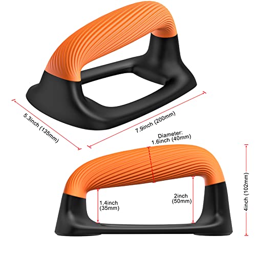 Kipika Push Up Bars Bundle - Anti-Slip Soft Plastic Handles, Stable Non-Slip Base, Perfect for Floor Strength Training - Black & Orange