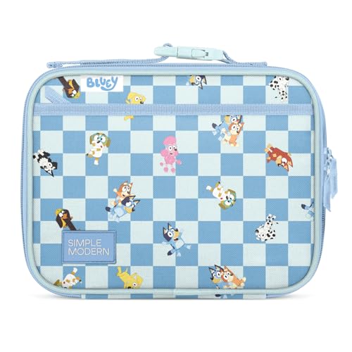 Simple Modern Bluey Kids Lunch Box for School | Reusable Insulated Lunch Bag for Toddler, Girl, and Boy | Exterior & Interior Pockets | Hadley Collection | Bluey Checkmate - color: Bluey: Checkmate