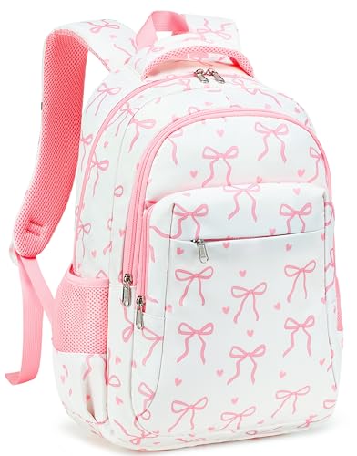 LEDAOU Girls Boys Backpack with Lunch Box, 3-Piece School Bookbag Set - color: Pink Bow
