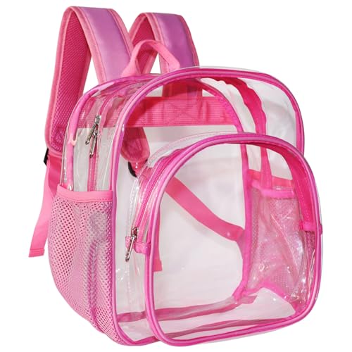 Clear Backpack Stadium Approved 12x12x6 Small Clear Backpack for Concert,Work,Festival,Security,Stadium - color: Pink