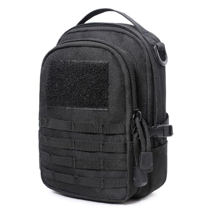 Azarxis Molle Pouches, Tactical Compact EDC Small Utility Pouch Waist Bags Sundries Storage Admin Organize Gear Gadget for Military Backpack - color: #07 Black - 7.48"x4.33"