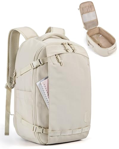 BAGSMART Travel Backpack Women, 15.6 Inch Carry On Backpack Flight Approved, TSA Approved Personal Item Travel Bag, Water Resistant Weekender Bag Luggage Daypack, Beige - color: Beige, size: 15.6 Inch