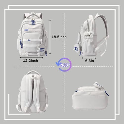 Kids Backpack for Girls - Aesthetic School Backpack for Teens - Blue Bookbag - color: Blue