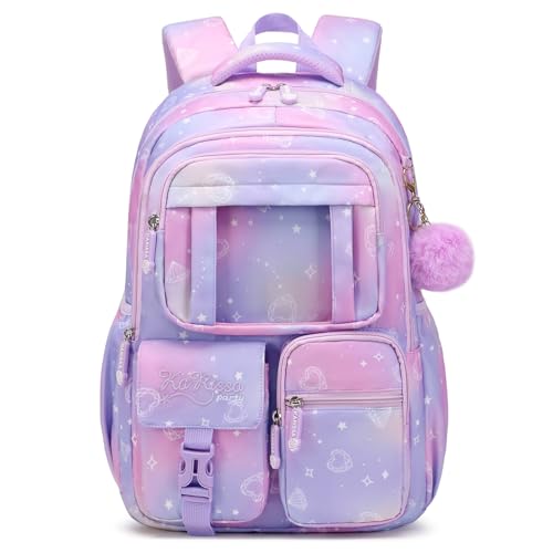 PIG PIG GIRL Kids Backpack for Girls - School Bags for Middle School Students - Book Bag for Elementary Primary - Kawaii Ita Backpack - Purple - color: Purple