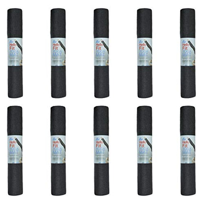 10-Pack Yoga Mat, 68" x 24" Non Slip Exercise Mat, 4mm Thick Gym Mat for Fitness and Stretching, Bulk Non Toxic Yoga Mats for Schools and Studios - color: Black