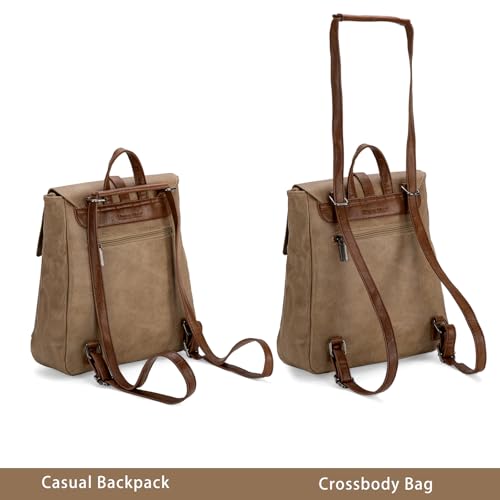 Montana West Backpack Purse for Women Casual Daypack Convertible Crossbody Backpack for Travel Work - color: *Khaki