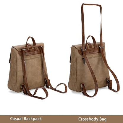 Montana West Backpack Purse for Women Casual Daypack Convertible Crossbody Backpack for Travel Work - color: *Khaki