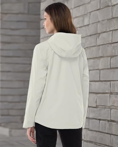 Outdoor Ventures Packable Rain Jacket Women Lightweight Waterproof Raincoat with Hood Cycling Bike Jacket - color: Ice Grey, size: XX-Large